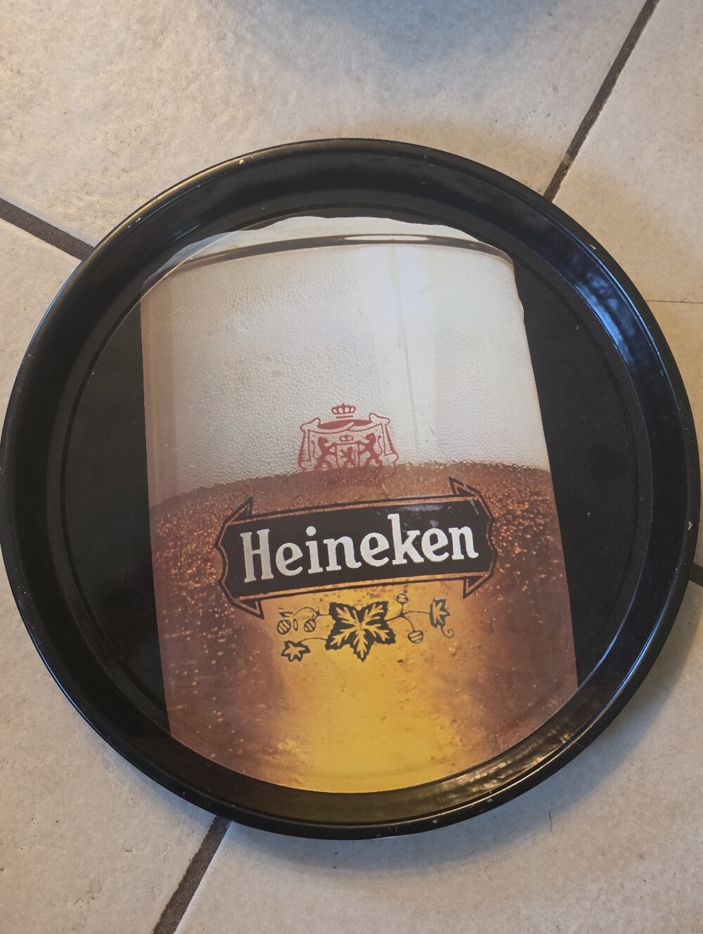 Vintage Round Metal Heineken Beer Tray